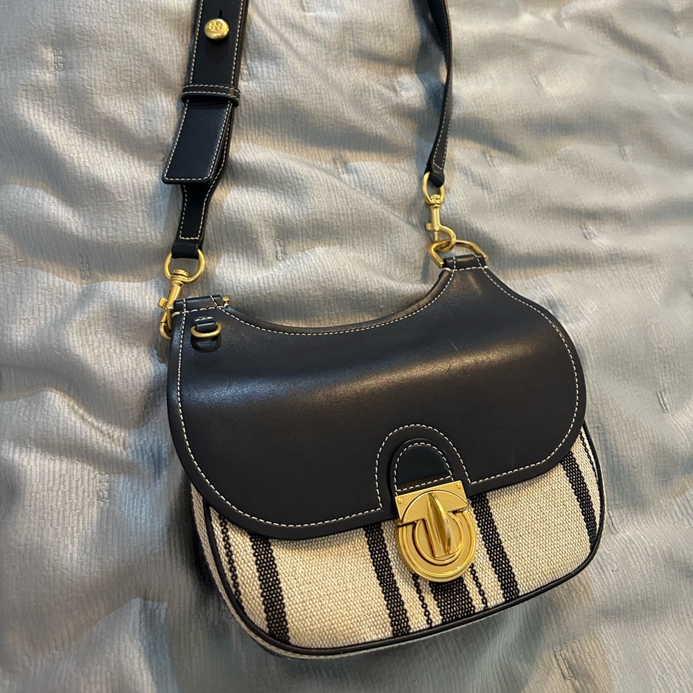 Tory Burch James Awning stripe saddle bag - Picture 16 of 16